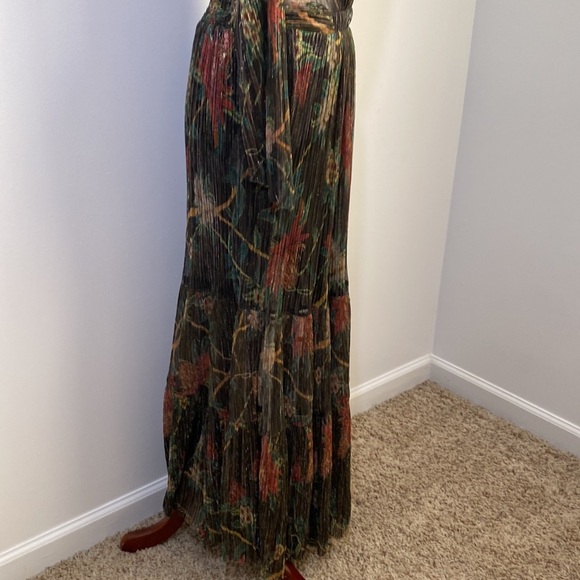 BA&SH Hendrix Metallic Plisse’ Floral Maxi Dress Size 6 - Picture 9 of 16